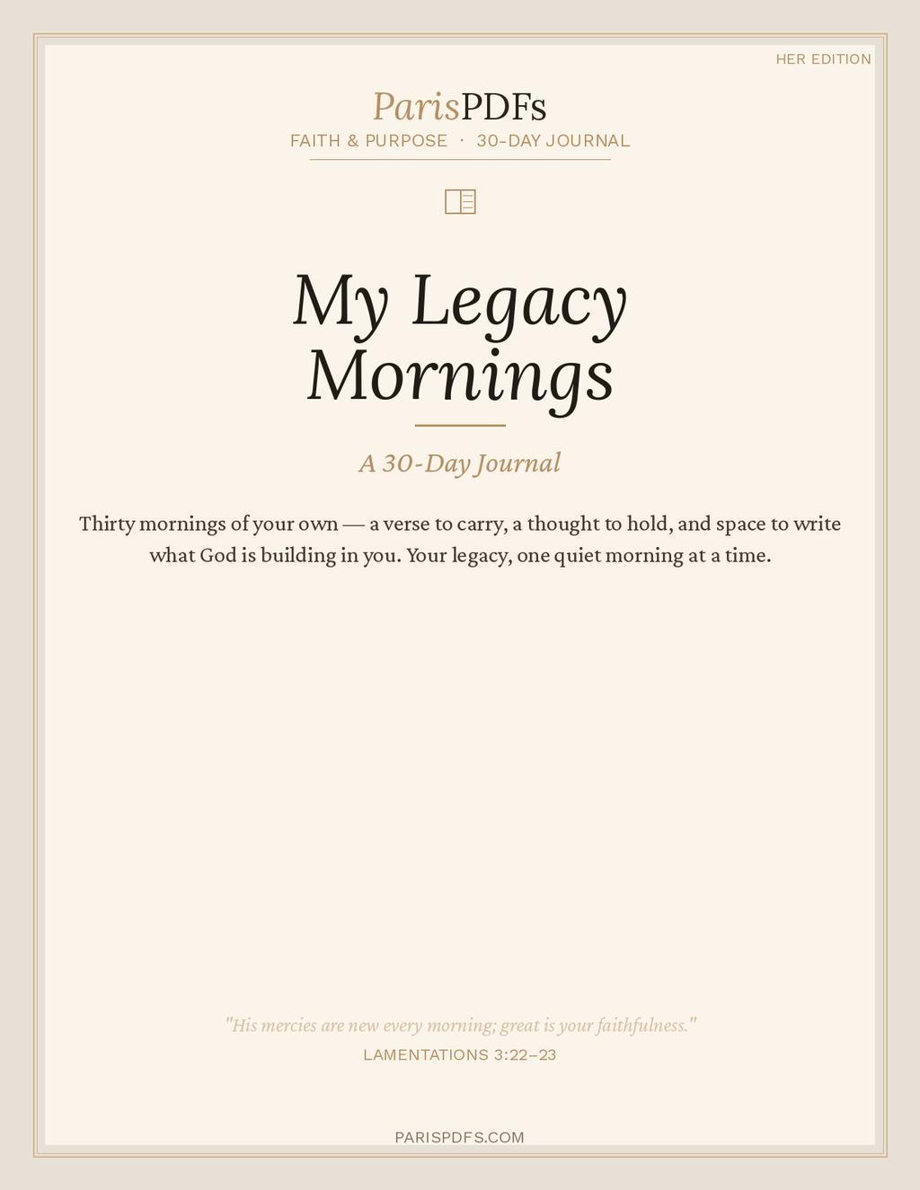 My Legacy Mornings 30-Day Journal Her Edition cover