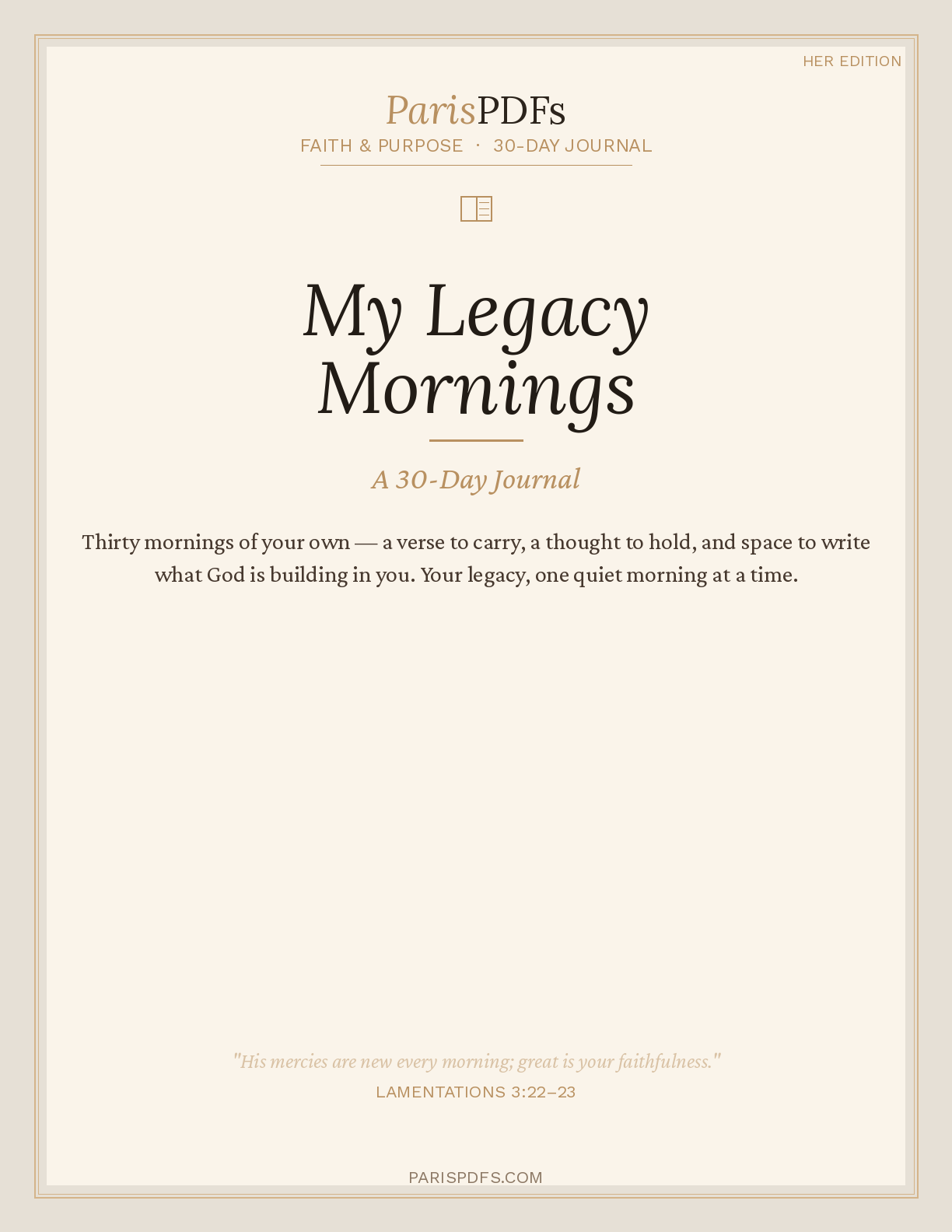 My Legacy Mornings 30-Day Journal Her Edition cover