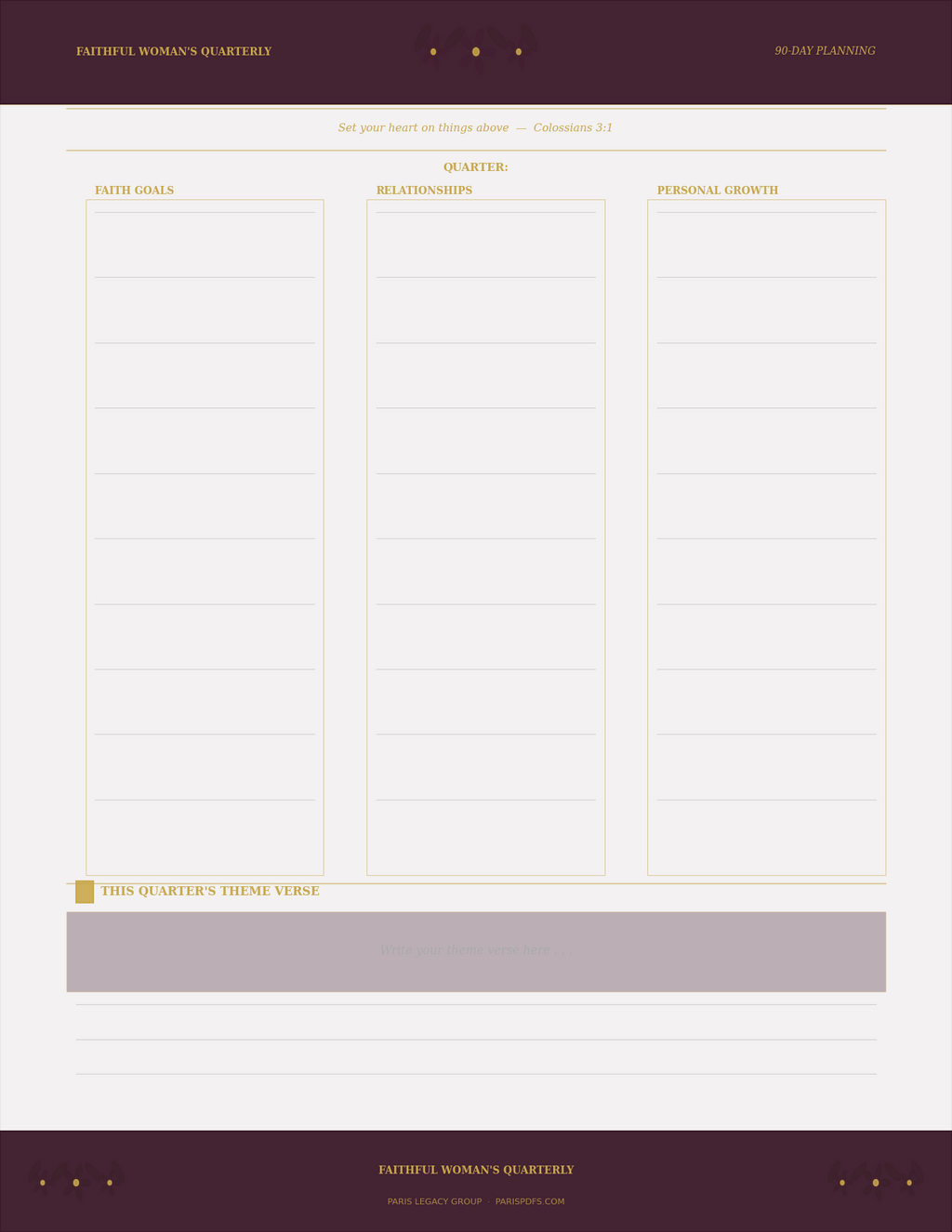 The Faithful Woman's Quarterly — 90-Day Devotional, Study & Prayer Planner
