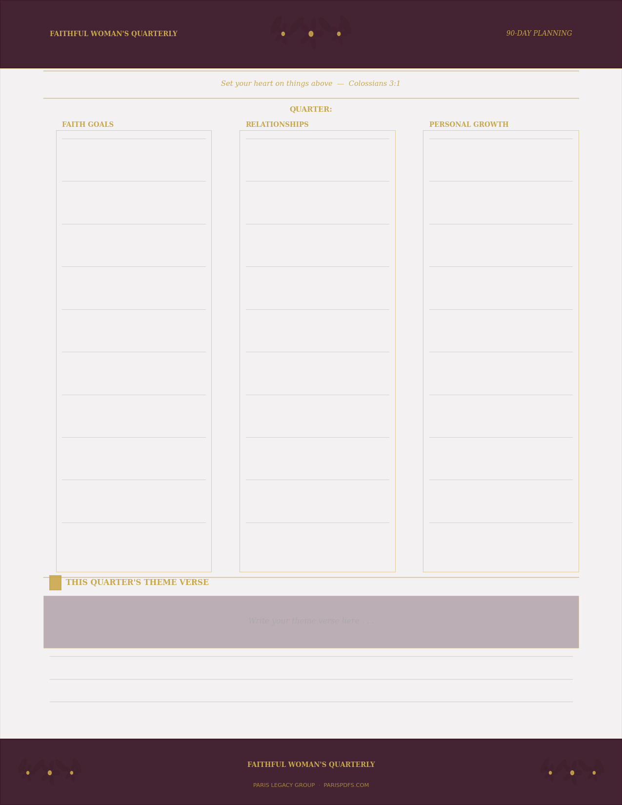 The Faithful Woman's Quarterly — 90-Day Devotional, Study & Prayer Planner