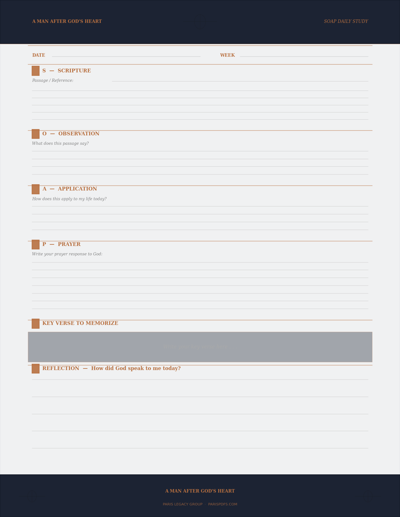 A Man After God's Heart — Men's 90-Day SOAP Bible Study Journal