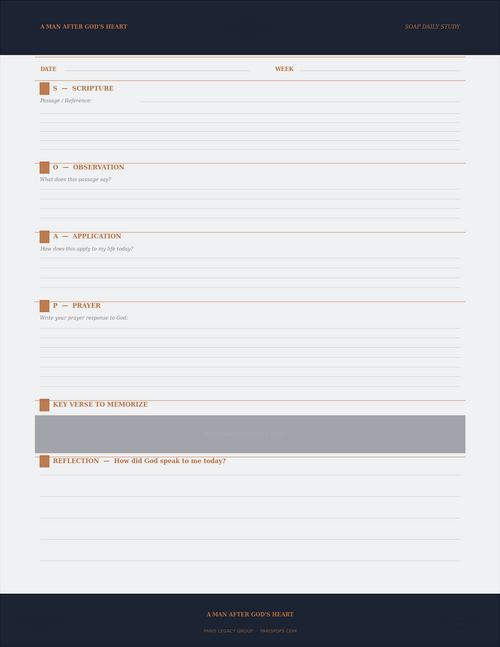 A Man After God's Heart — Men's 90-Day SOAP Bible Study Journal